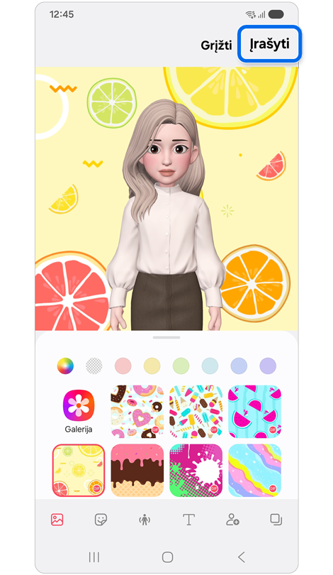 Pseudoportreto lipdukų kūrimo ekranas.