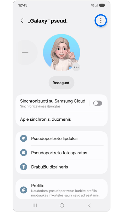 „Galaxy“ pseudoportreto ekranas.