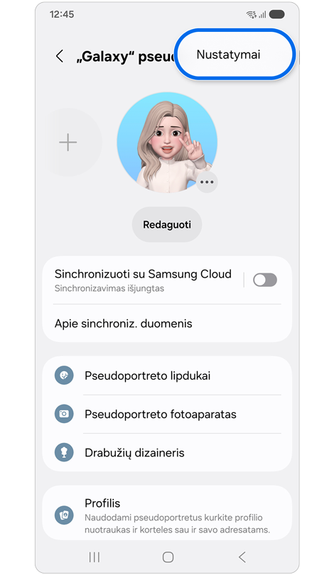 „Galaxy“ pseudoportreto ekranas.
