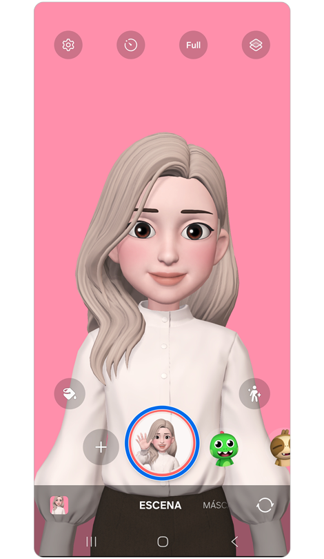 Pantalla de cámara de avatar.