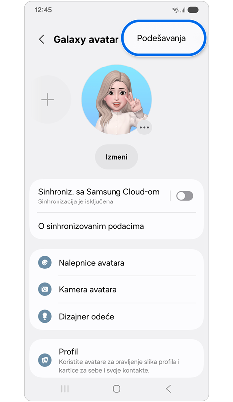 Ekran Galaxy Avatara.