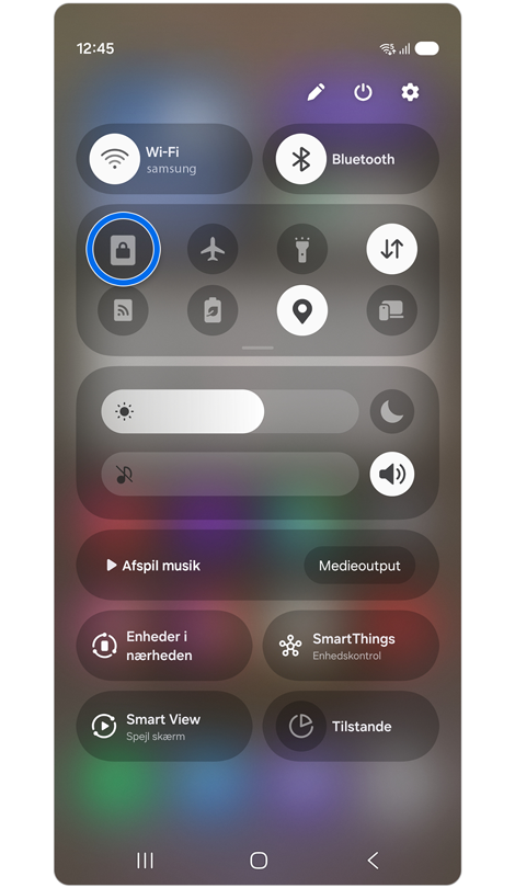 Hurtigindstillingspanel