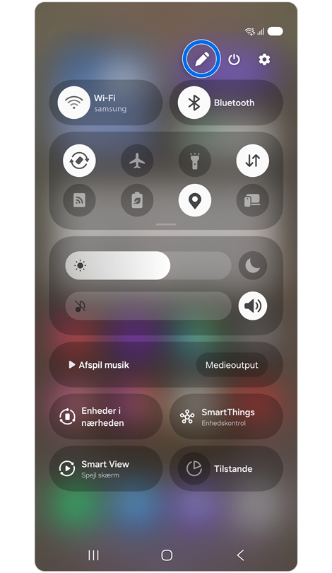Hurtigindstillingspanel