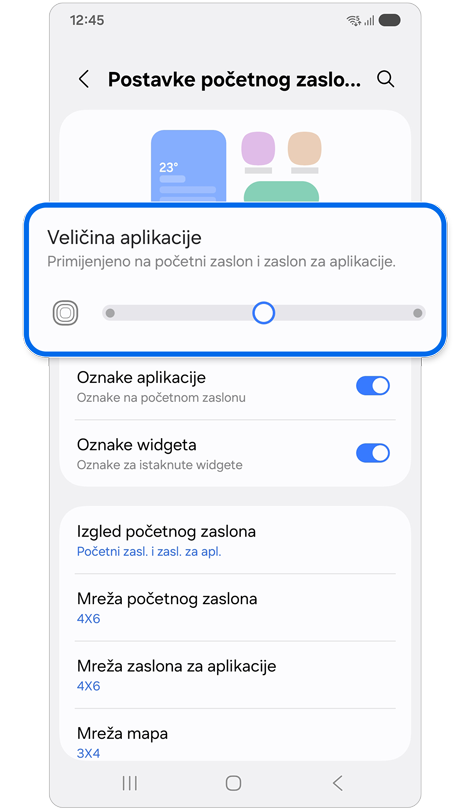 Postavke početnog zaslona.