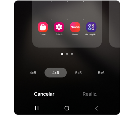 Opciones de cuadrícula de la pantalla de inicio para One UI 6.