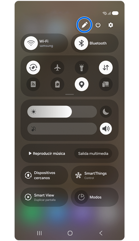 Panel de acceso rápido