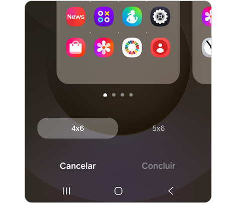 Opções de grelha do ecrã Principal para One UI 7.