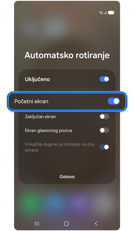 Podešavanja Automatske rotacije.
