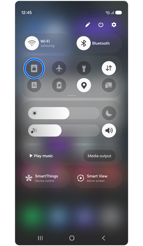 Quick settings panel.