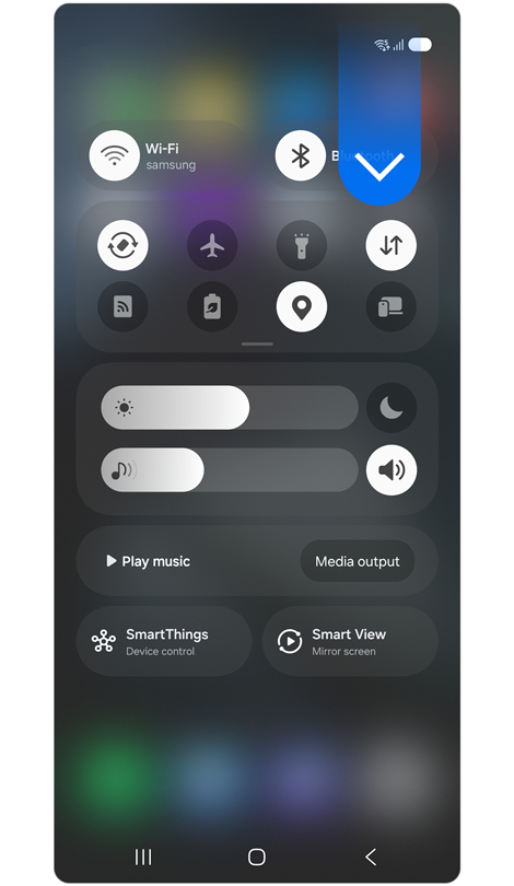 Quick settings panel.