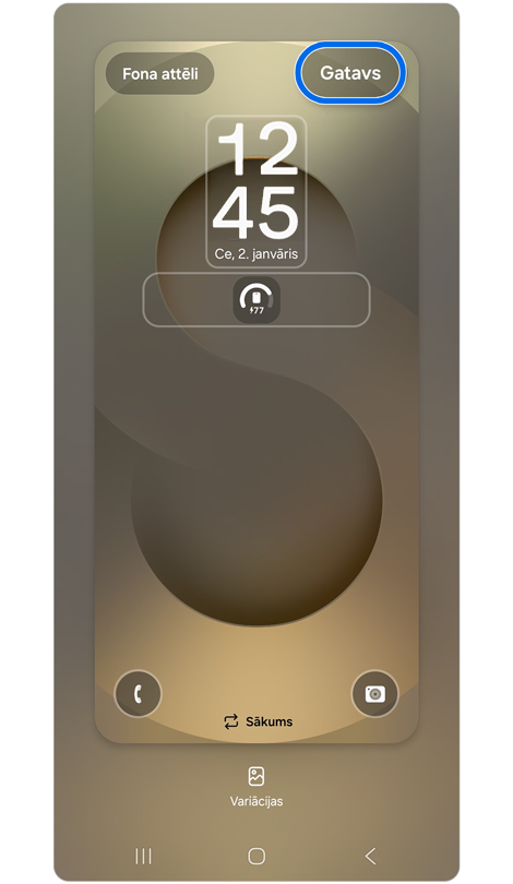 Bloķēšanas ekrāna iestatījumu ekrāns.