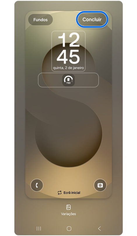 Ecrã de definições do ecrã de bloqueio.