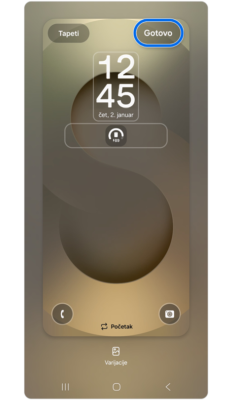 Ekran sa podešavanjima zaključanog ekrana.