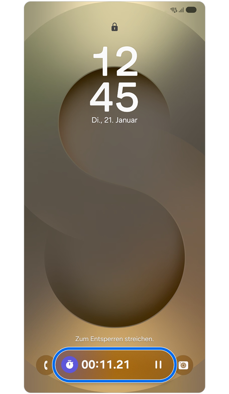 Sperrbildschirm mit Now Bar-Leiste