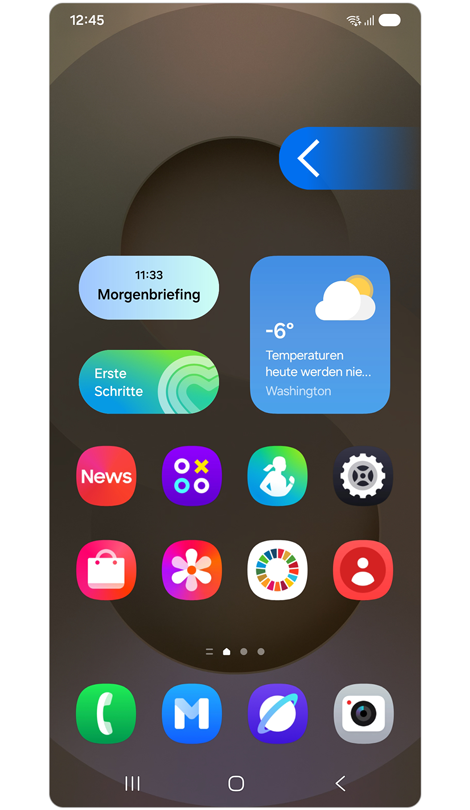 Startbildschirm eines Geräts mit One UI 7 wird angezeigt.