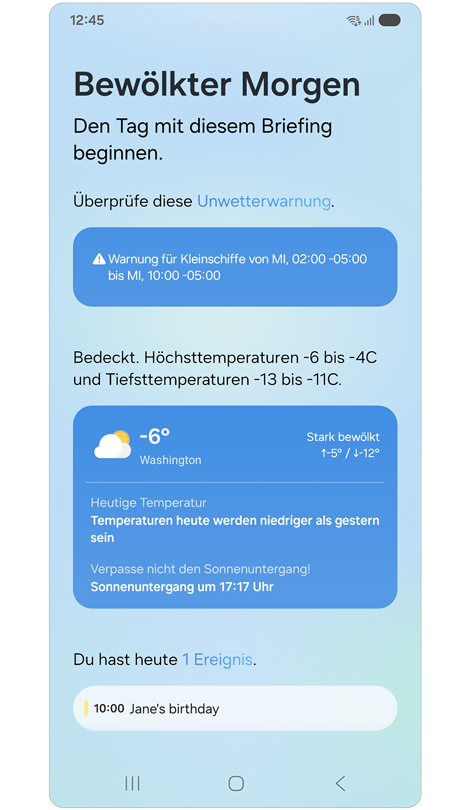 Now Brief-Startbildschirm wird angezeigt.