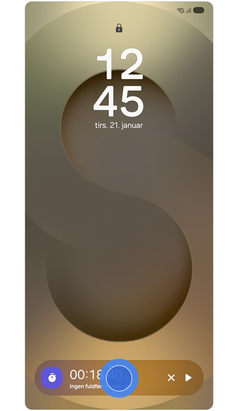 Låseskærm med udvidet Now bar.