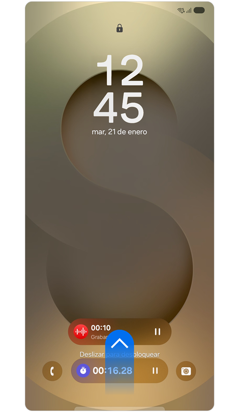Pantalla de bloqueo con barra Now.
