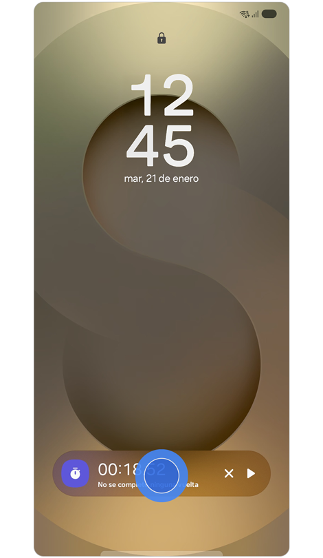 Pantalla de bloqueo con Now bar expandida.