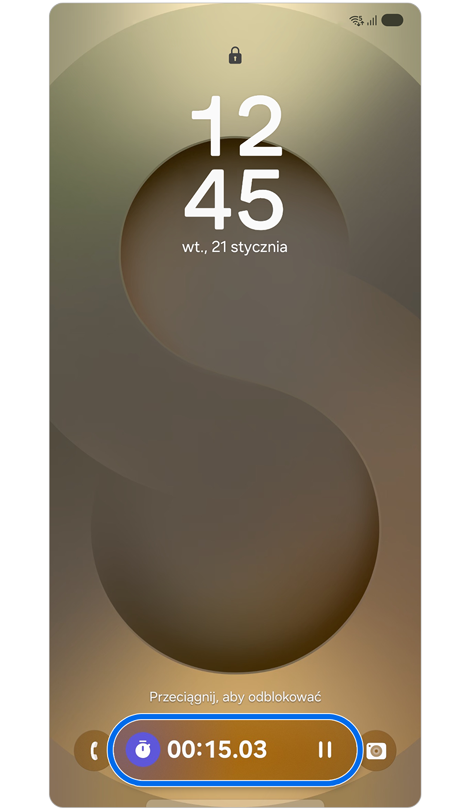 Ekran blokady z Now bar.