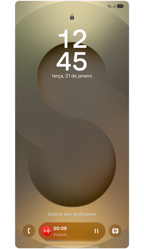 Ecrã de bloqueio com Now bar.