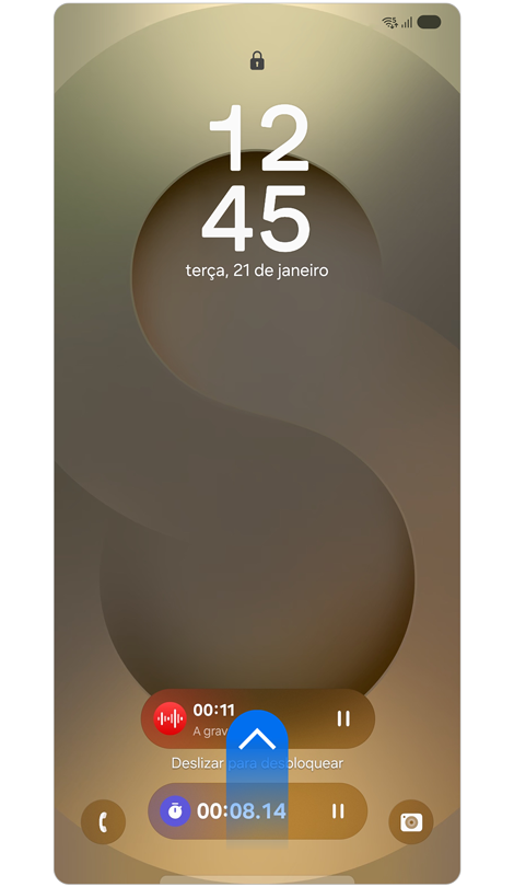 Ecrã de bloqueio com Now bar.