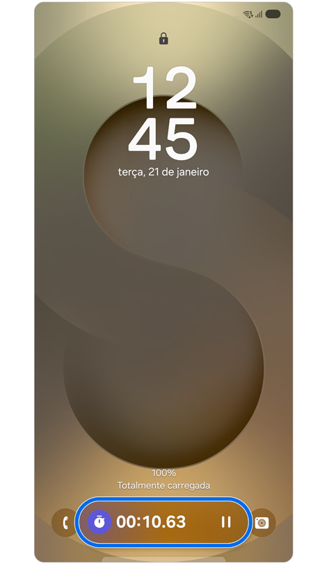 Ecrã de bloqueio com Now bar.