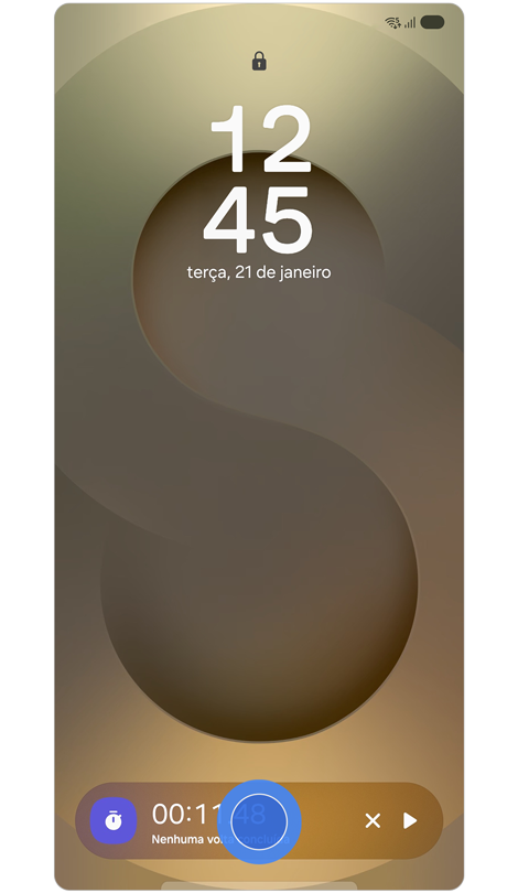 Ecrã de bloqueio com Now bar expandida.