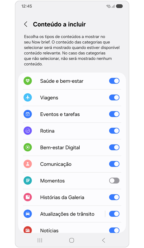 Now brief lista de conteúdos.