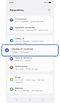 Écran d'accueil du menu des paramètres d’un Samsung Galaxy