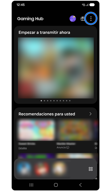 Aplicación Gaming Hub.