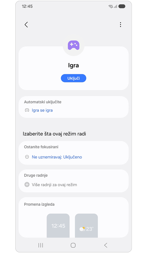 Podešavanja režima igre.