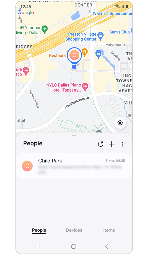 Screen for Samsung Find People tab