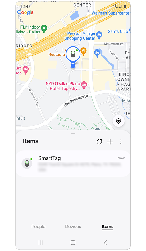 Screen for Samsung Find Items tab