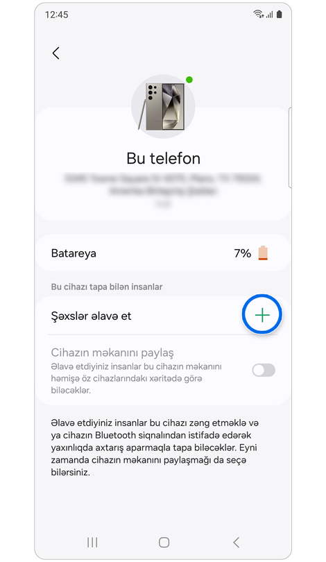 Seçilmiş cihaz haqqında məlumat.