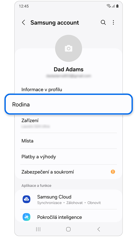 Domovská stránka Nastavení