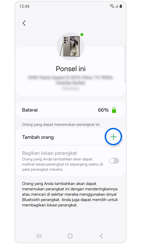 Informasi tentang perangkat yang dipilih.