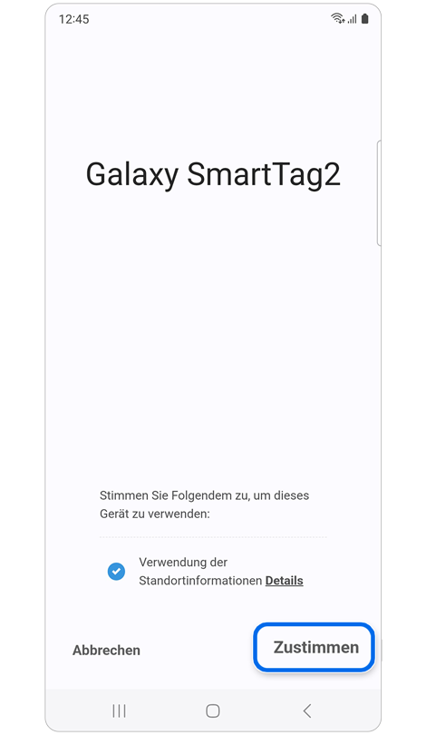 Bildschirm zur Genehmigung der Nutzung von Standortinformationen
