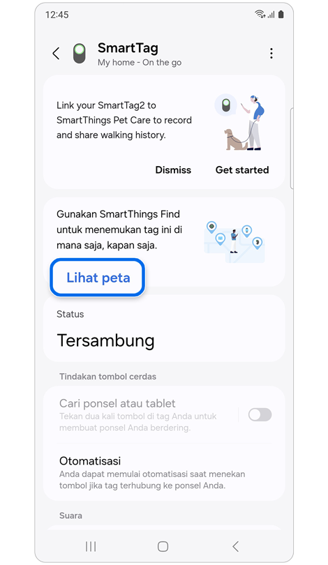 Jendela popup untuk memberi nama SmartTag Anda.