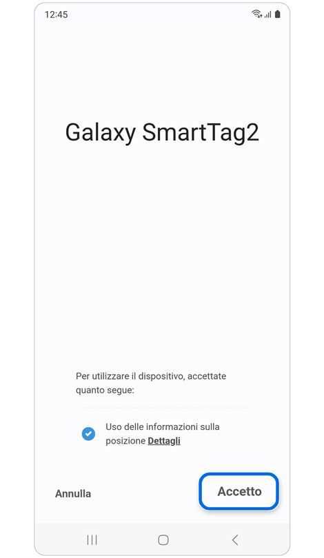 Schermata per concedere all'app l'autorizzazione ad utilizzare le informazioni sulla posizione.