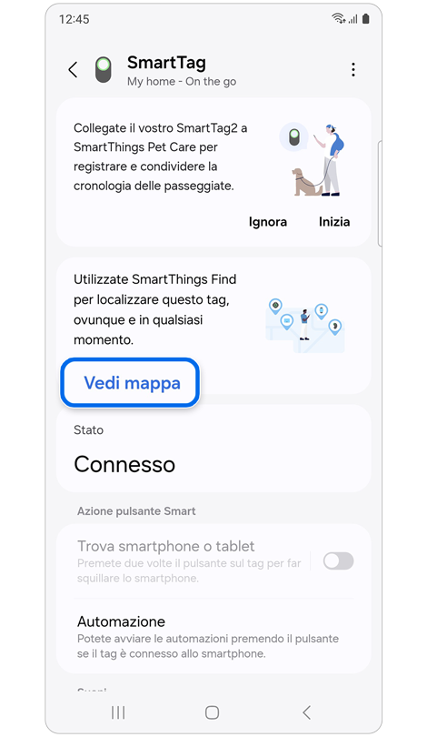 Finestra popup per assegnare un nome al tuo SmartTag.