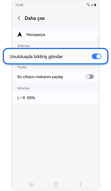 Seçilmiş cihaz üçün yer və istiqamət seçimləri.