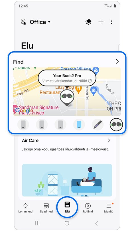 SmartThingsi rakenduse vahekaart Elu
