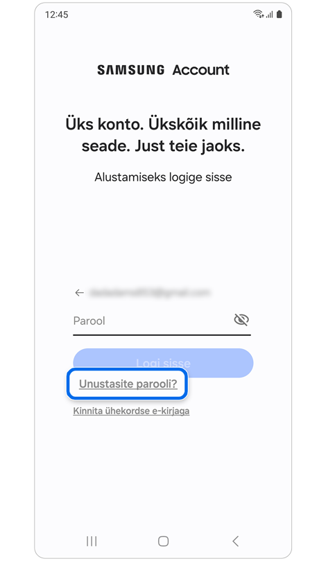 Võimalus parool sisestada või taastada.