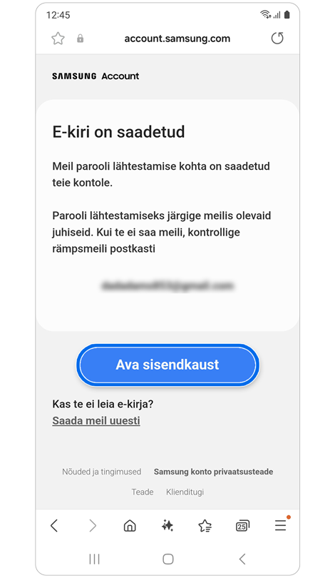 Pange tähele, et e-kiri saadeti teie peamisele e-posti aadressile.