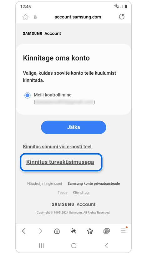 Kinnitusmeetodi valikud.