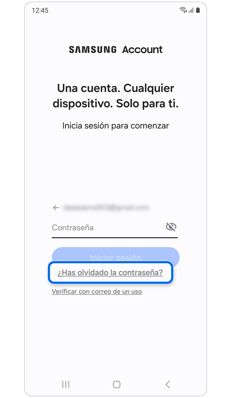 Opción para ingresar una contraseña o recuperarla.