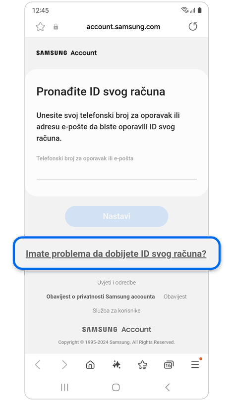 Opcije za načine verifikacije.