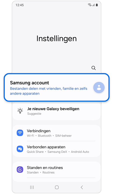 Startpagina Instellingen