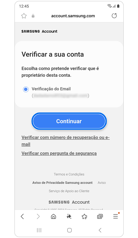 Opções de método de verificação.